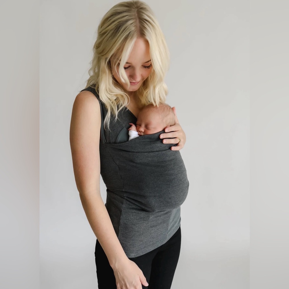 Lalabu Soothe Shirt Gray XS Baby Wearing Tank Top Baby Wrap Shirt - Picture 2 of 6